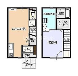 ビオラ木津B棟 1LDKの間取図画像