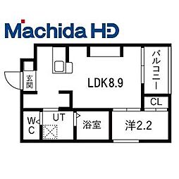 富田林市若松町5丁目アパート 1LDKの間取図画像