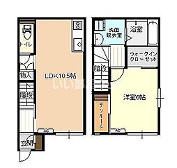 ビオラ木津A棟 1LDKの間取図画像