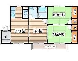 メゾン・ソレイユ中山1 3DKの間取図画像