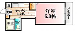 長山ビル 1Kの間取図画像