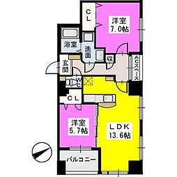 ベイシック薬院 2LDKの間取図画像
