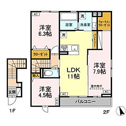 (仮称)KT名取市手倉田 D-ROOM新築工事 3LDKの間取図画像