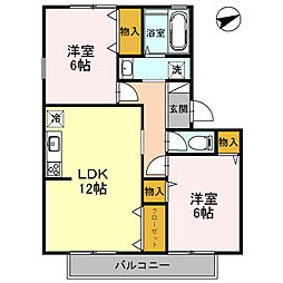 メゾンモズB 2LDKの間取図画像