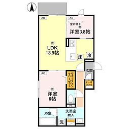 クラシスト新金岡 2LDKの間取図画像