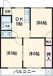 コーポさわやかPART2 3DKの間取図画像