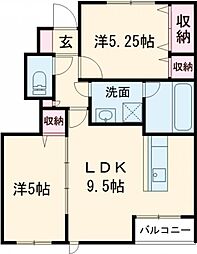 LUCASA2 2LDKの間取図画像