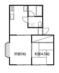 ブローニュ 2DKの間取図画像