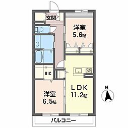 クオレール針田 2LDKの間取図画像
