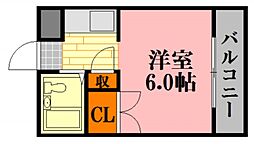 グリーンハイツ落合1 ワンルームの間取図画像