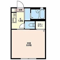 ソレーユながおA 1Kの間取図画像