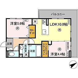 ペルへ尾上 2LDKの間取図画像