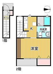 レセナ湊東3 1Kの間取図画像