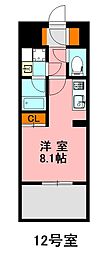 デュ・レジア博多レジデンス ワンルームの間取図画像