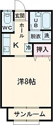 アーバんハイツA 1Kの間取図画像