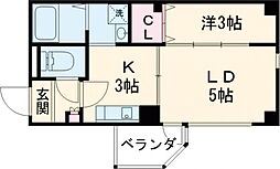 SENAHillsSakai 1LDKの間取図画像