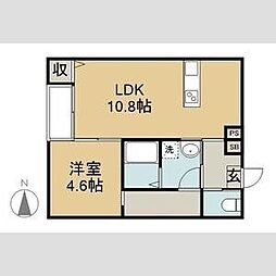 CUORE C棟 1LDKの間取図画像