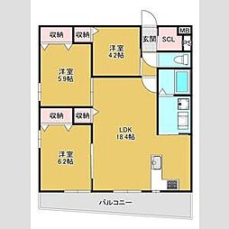 宮崎市出来島町マンション 3LDKの間取図画像