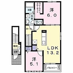 プラシードカーサ6 2LDKの間取図画像