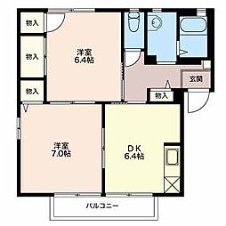 ディアコートA 2DKの間取図画像