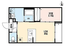 足立区六町3丁目アパート 1LDKの間取図画像
