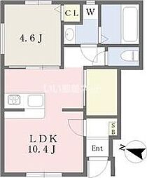 ヴェルデ青山B棟 1LDKの間取図画像