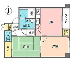 ハピネスMARUKO1 2DKの間取図画像