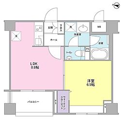 ソアラノーム北浦和 1LDKの間取図画像