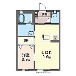 マストライフ高崎上大類B 1LDKの間取図画像