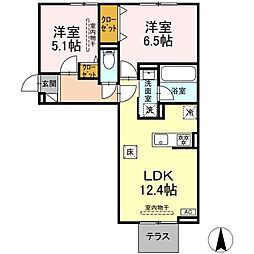 クレール林V 2LDKの間取図画像