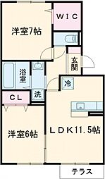 エスペラール 2LDKの間取図画像