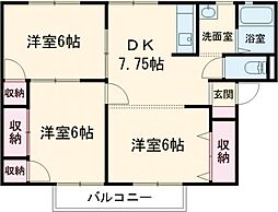 エミナース 3DKの間取図画像