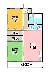 ガーデンコートパミエA 2LDKの間取図画像