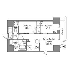 アーバネックス錦糸町NORTH 2LDKの間取図画像