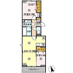 D‐KISARIA WIII 2LDKの間取図画像