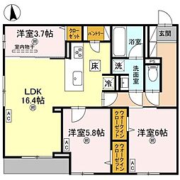 ココルトリシア 3LDKの間取図画像