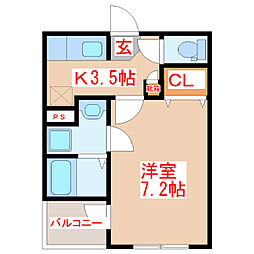 ACCORDER2 1Kの間取図画像