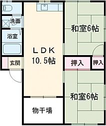 コーポ山本 2LDKの間取図画像