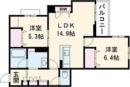 シャーメゾン グラニテ 2LDKの間取図画像