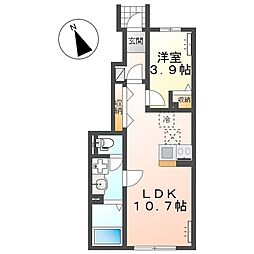 仮)大槻町原田新築アパート 1LDKの間取図画像