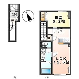 仮)大槻町原田新築アパート 1LDKの間取図画像