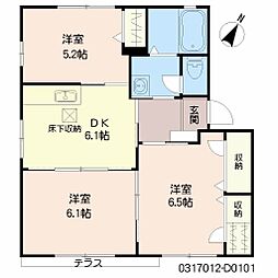 デューク沼口D 3DKの間取図画像