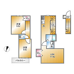 ウィンレックス京町 2LDKの間取図画像