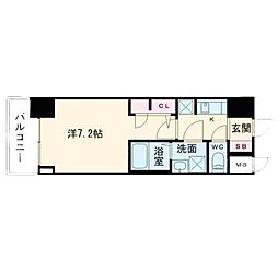 S-RESIDENCE阿波座bouncy 1Kの間取図画像
