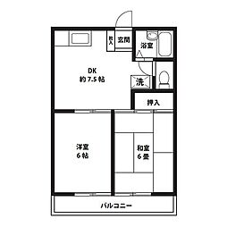 ハイツフォレスト 2DKの間取図画像
