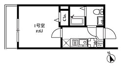 モダンアパートメント津田沼 1Kの間取図画像
