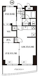 鶴見ワンダーランド 2LDKの間取図画像