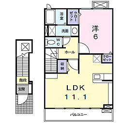 ドゥメゾンB 1LDKの間取図画像