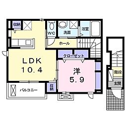 カーサ・フェリチータ 1LDKの間取図画像