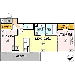 ペルへ尾上 2LDKの間取図画像